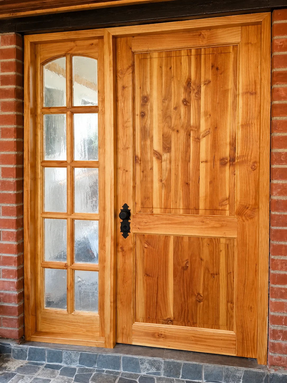 Puerta de madera instalada